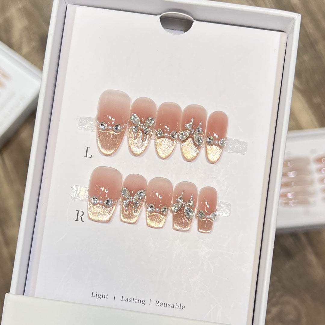 Glamorous Rhinestone-Embellished Press-On Nail Set Kalsten