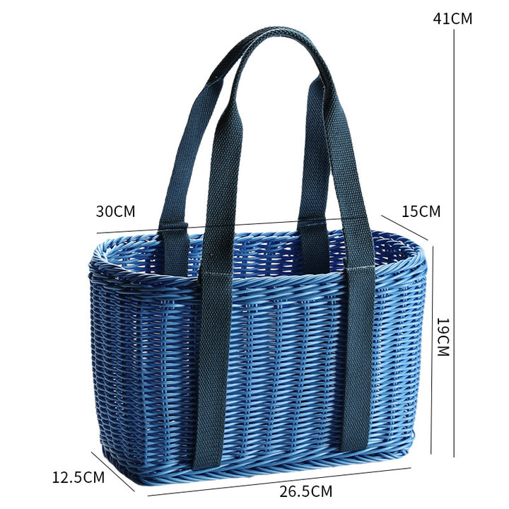 Unisex Robust braided shopping basket with comfortable fabric handles Kalsten