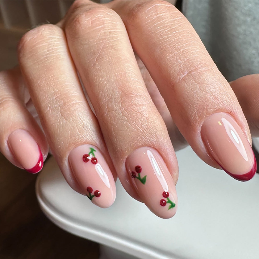 Cherry Blossom Themed Press-On Nail Art