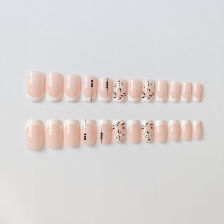 Elegant Floral French Tip Nail Art Set