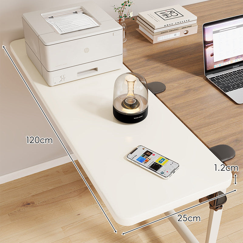 Clamp-On Adjustable Wooden Desk Side Shelf Extension with Foldable Bracket