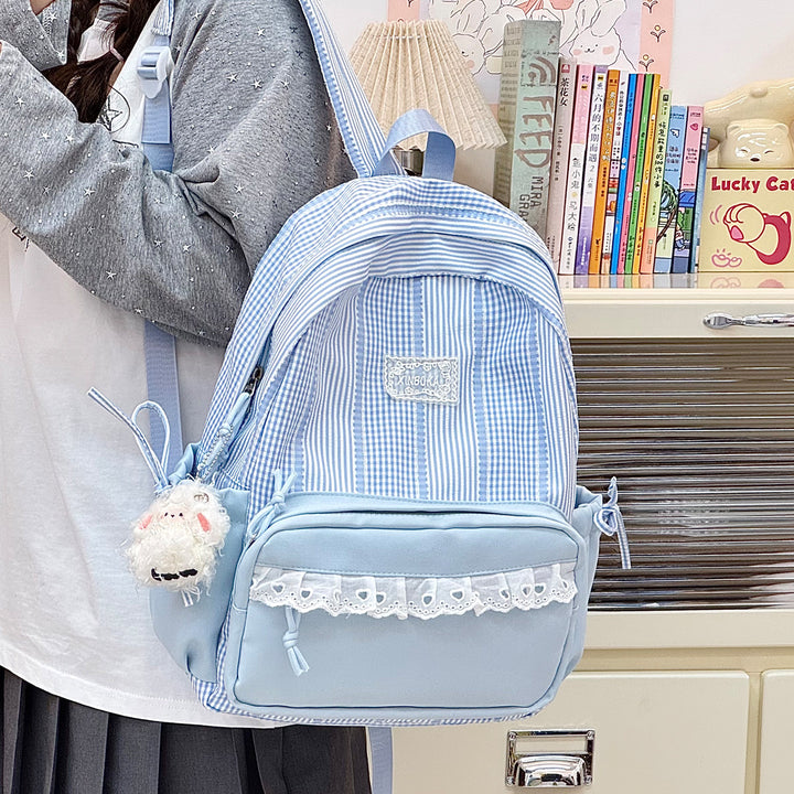 Stylish Striped Backpack with Decorative Accents Kalsten