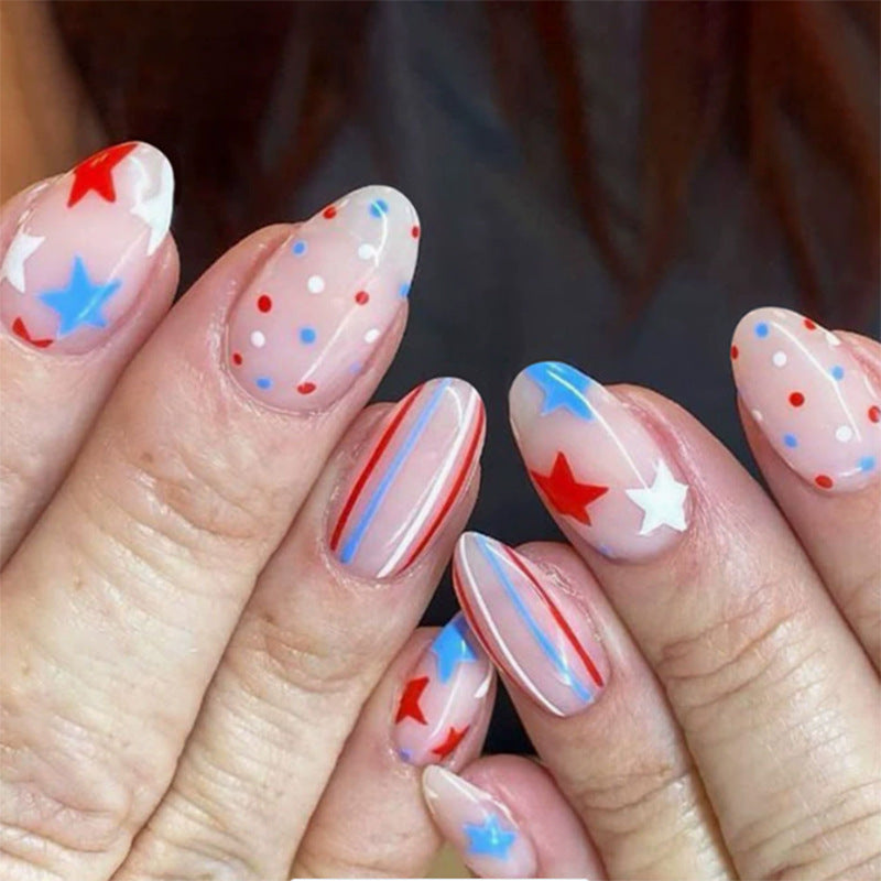 Decorative Press-On Nail Art Set with Geometric Patterns
