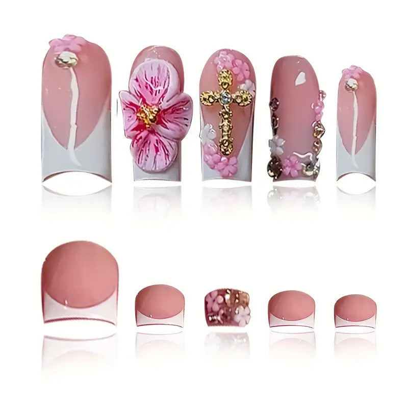 Floral Themed Press-On Nail Set Kalsten