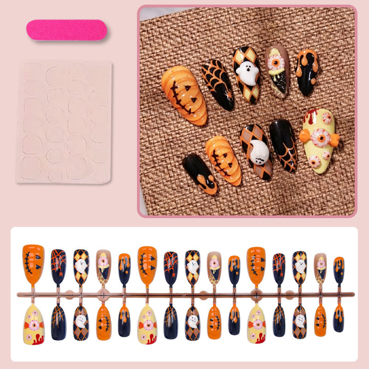 Artificial nail set with Halloween motifs and festive designs Kalsten