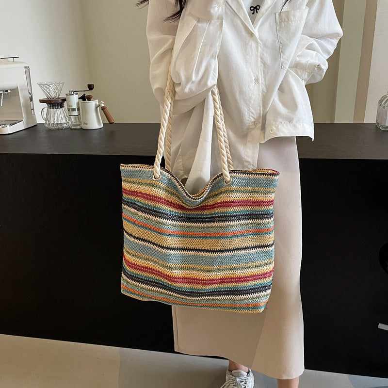 Spacious Striped Beach Tote Kalsten