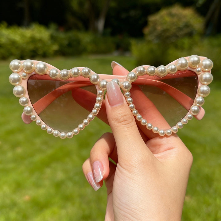 Decorative Pearl-Embellished Cat-Eye Sunglasses Kalsten