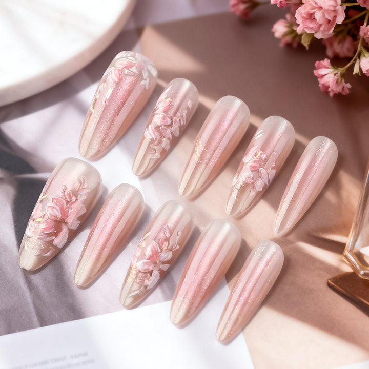Elegant Floral-Styled Press-On Nails Kalsten