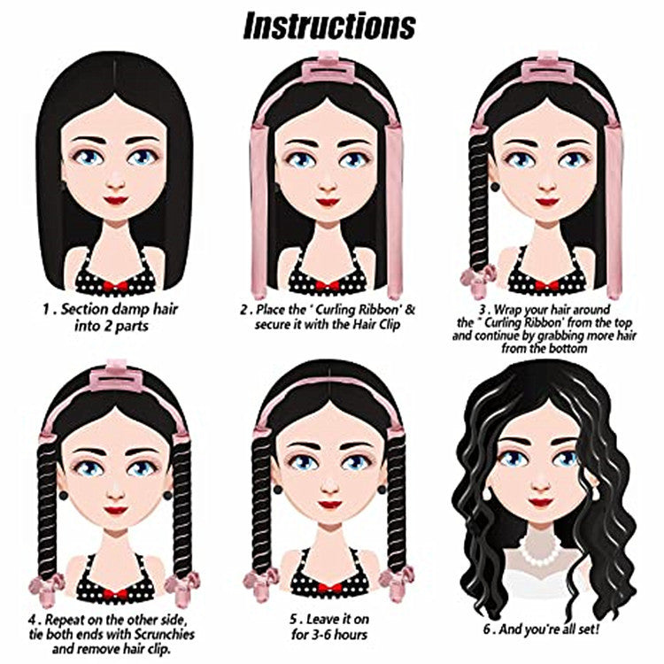 Heatless Hair Curling Ribbon Set