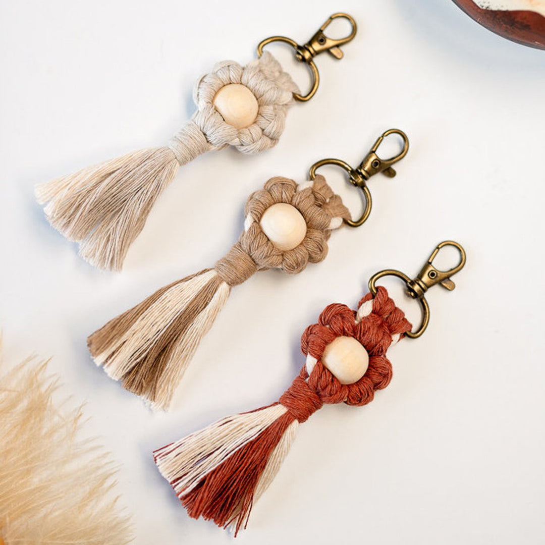 Macrame Keychain with Wooden Accents Kalsten
