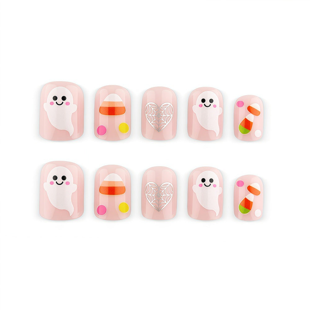 Halloween Artificial Nails with Ghost and Candy Designs Kalsten