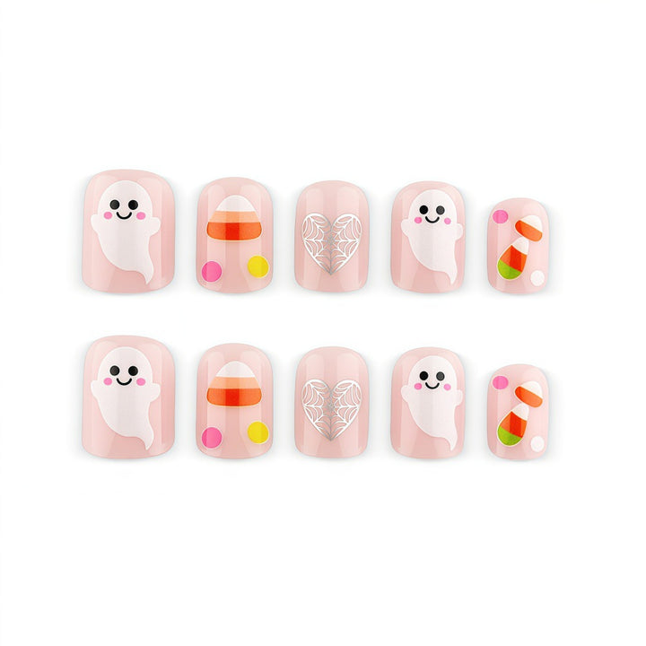 Halloween Artificial Nails with Ghost and Candy Designs Kalsten