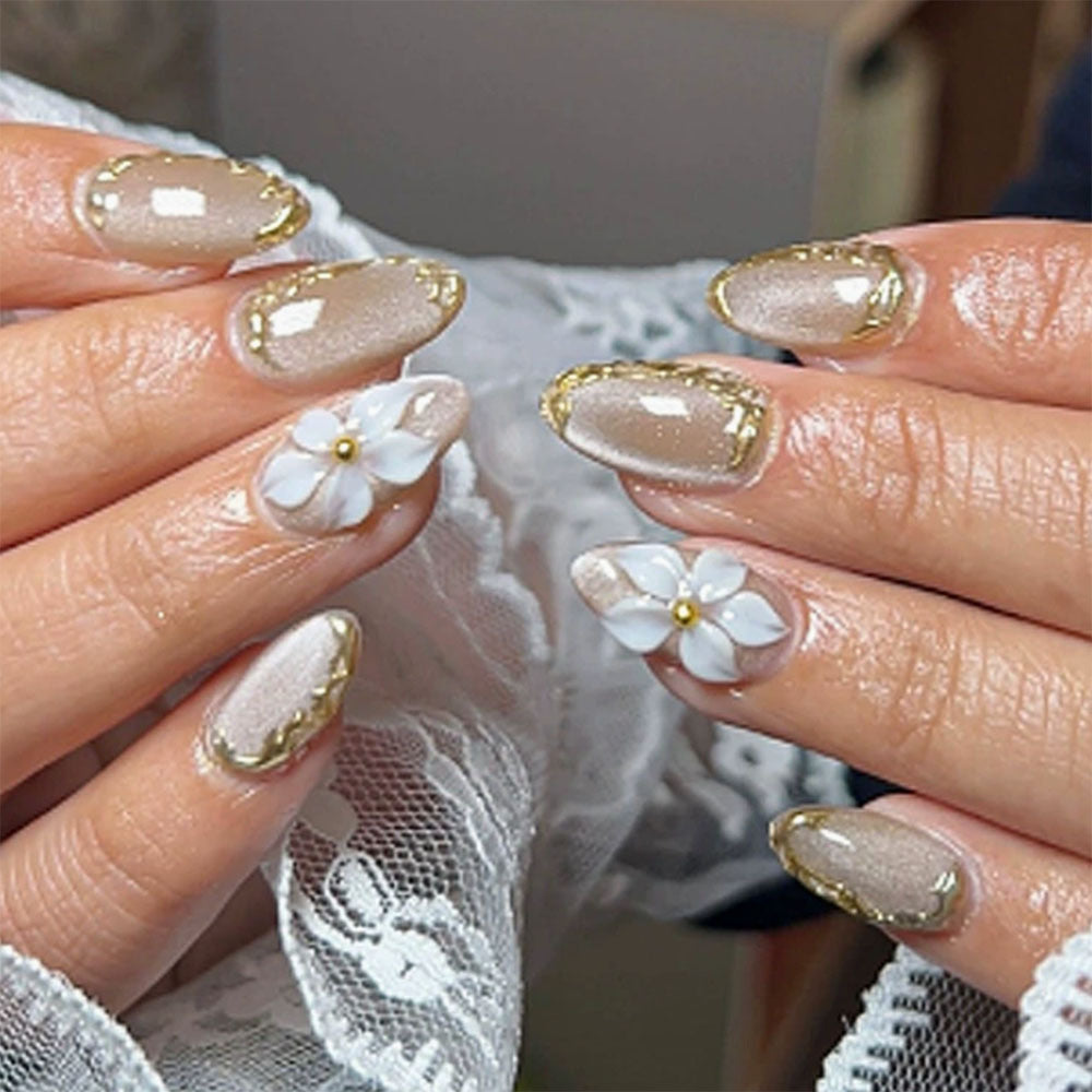 Decorative Floral Stiletto Press-On Nails