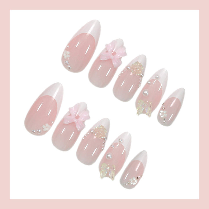 Nail set with elegant 3D flowers and trendy tips Kalsten