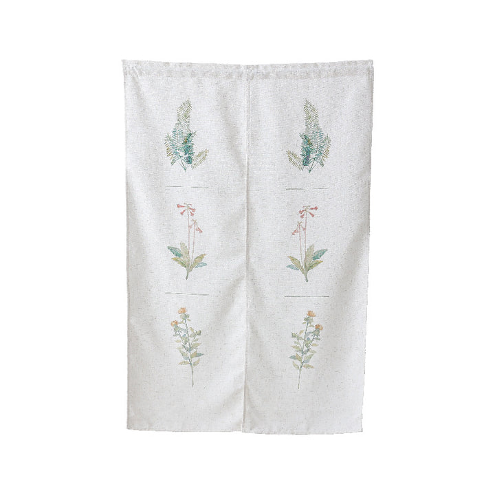 Divided Norwegian curtain made of cotton-linen with botanical watercolor print
