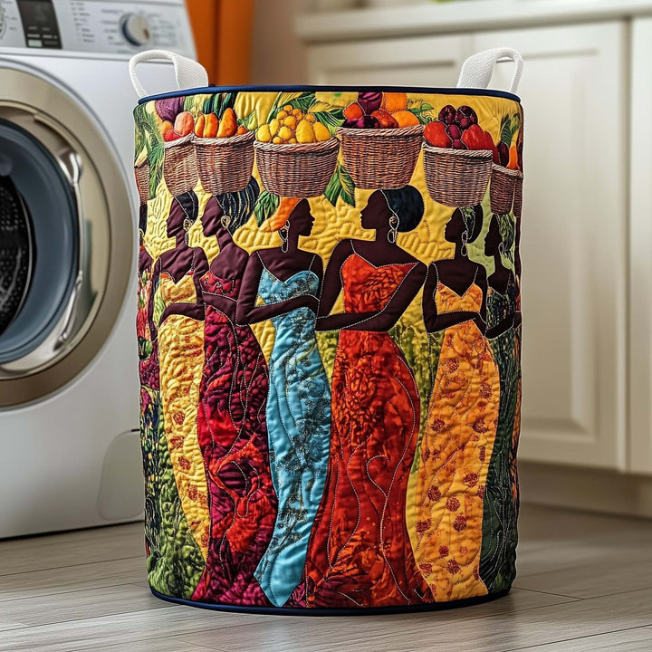 Quilted Decorative Laundry Storage Basket With Rope Handles Collapsible Fabric Organizer