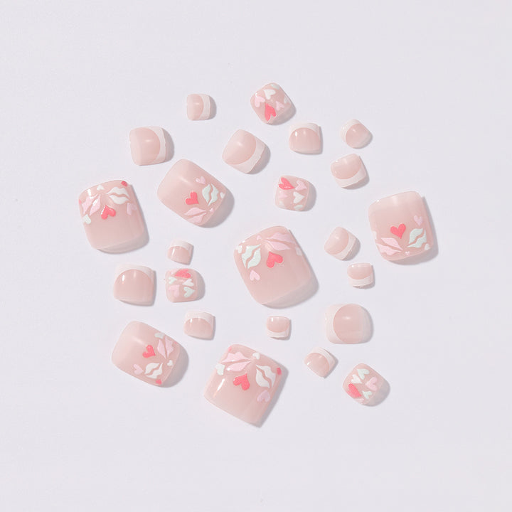 Nail art set with romantic heart and floral designs Kalsten