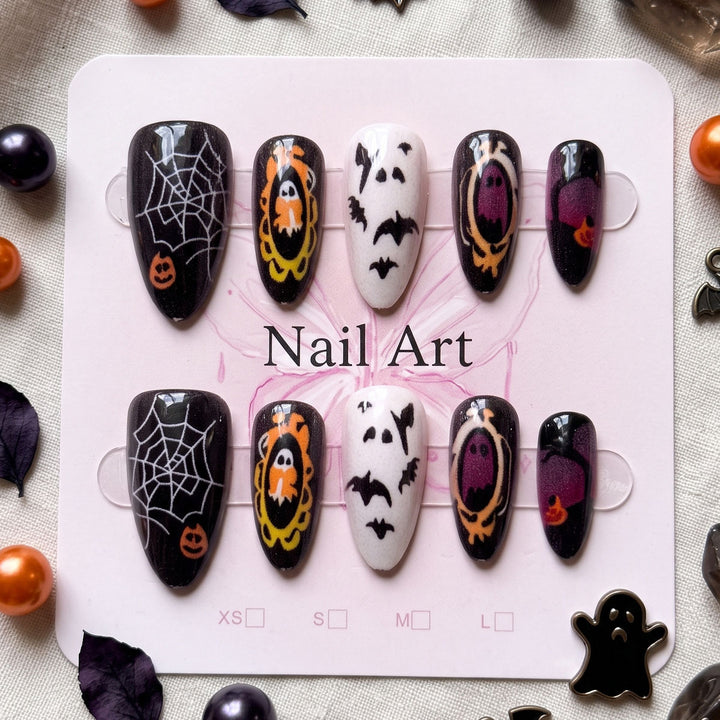 Halloween-Themed Artistic Press-On Nails