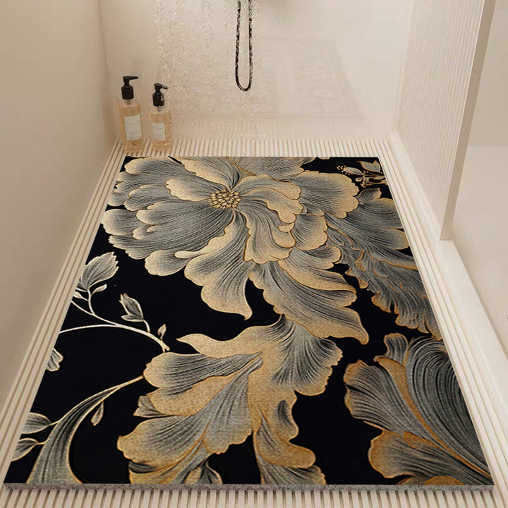 Elegant Floral Patterned Bath Mat Kalsten