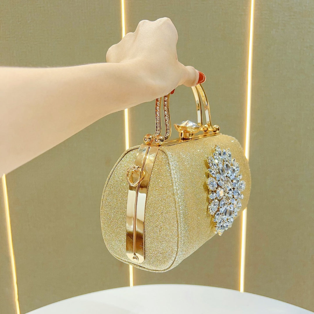 Glittering Floral Embellished Evening Handbag