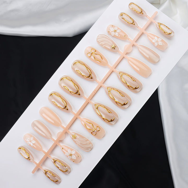Artistic Press-On Nail Art Set with Decorative Embellishments Kalsten