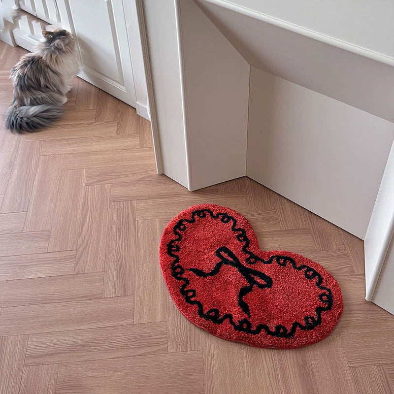 Heart-Shaped Plush Bath Mat Kalsten