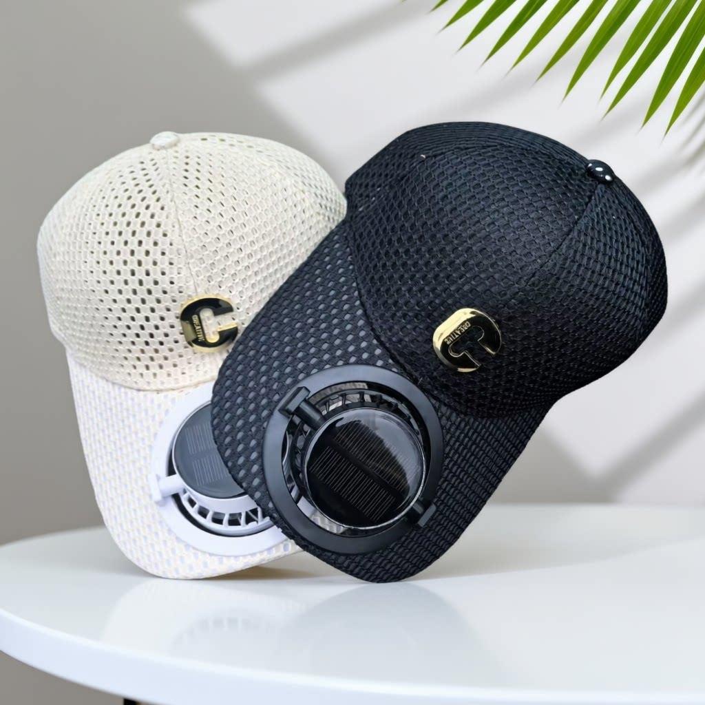 Breathable baseball cap with rechargeable fan in the visor and mesh insert Kalsten