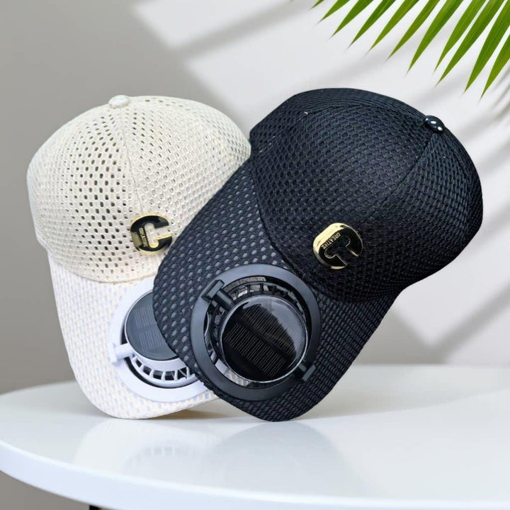 Breathable baseball cap with rechargeable fan in the visor and mesh insert Kalsten