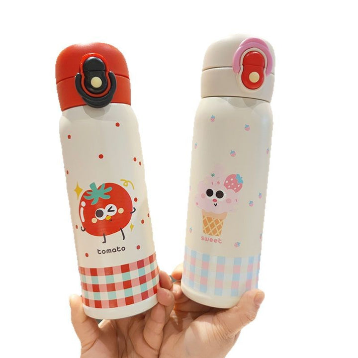 Women's playful stainless steel drinking bottle with integrated safety closure Kalsten
