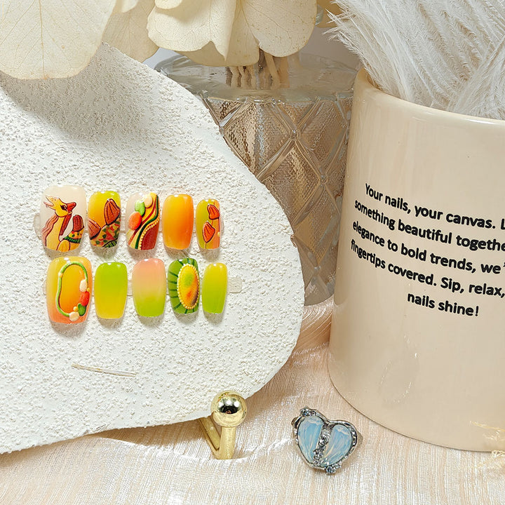Artificial Nails in Fruity Autumn Design Kalsten
