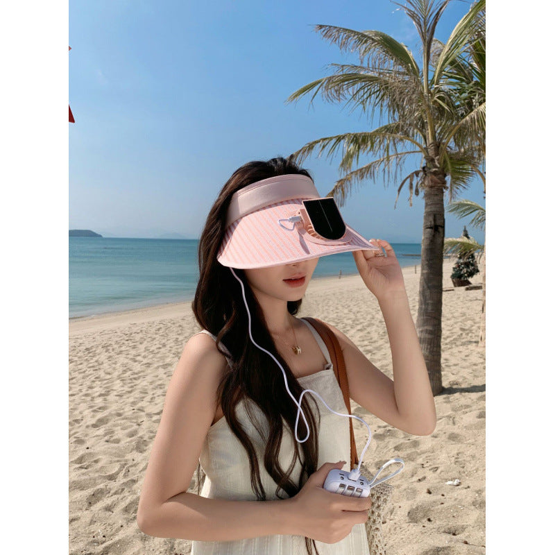 ’s sun protection visor with integrated solar panel, wide brim and adjustable headband Kalsten