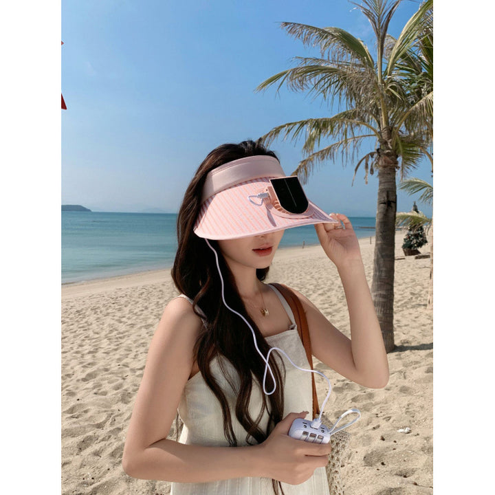 ’s sun protection visor with integrated solar panel, wide brim and adjustable headband Kalsten