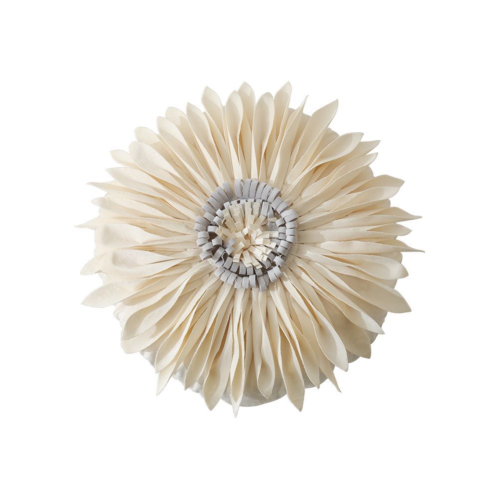 Decorative flower cushion with 3D flower applique