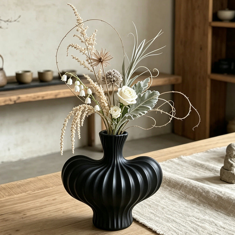 Sculpted Ribbed Decorative Vase Kalsten