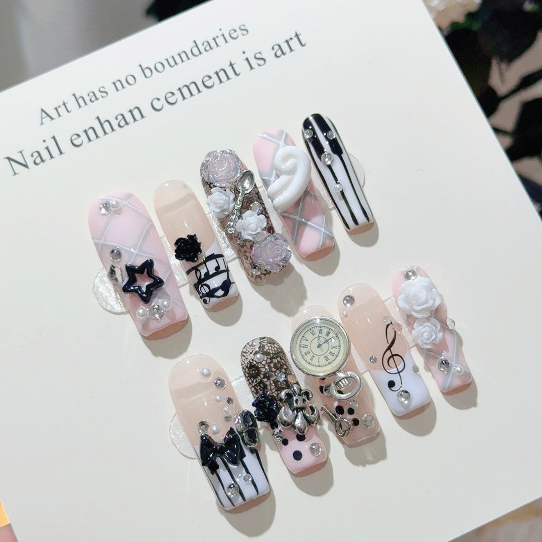 Musical-Themed Press-On Nail Art Set