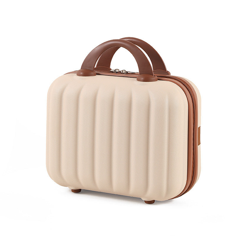 compact hardshell vanity travel case with molded ribbed exterior cushioned organizer panels and dual-lock zipper Kalsten
