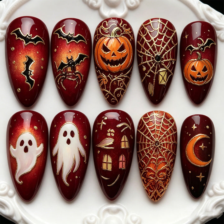 Artificial Nail Set with Halloween Designs Kalsten