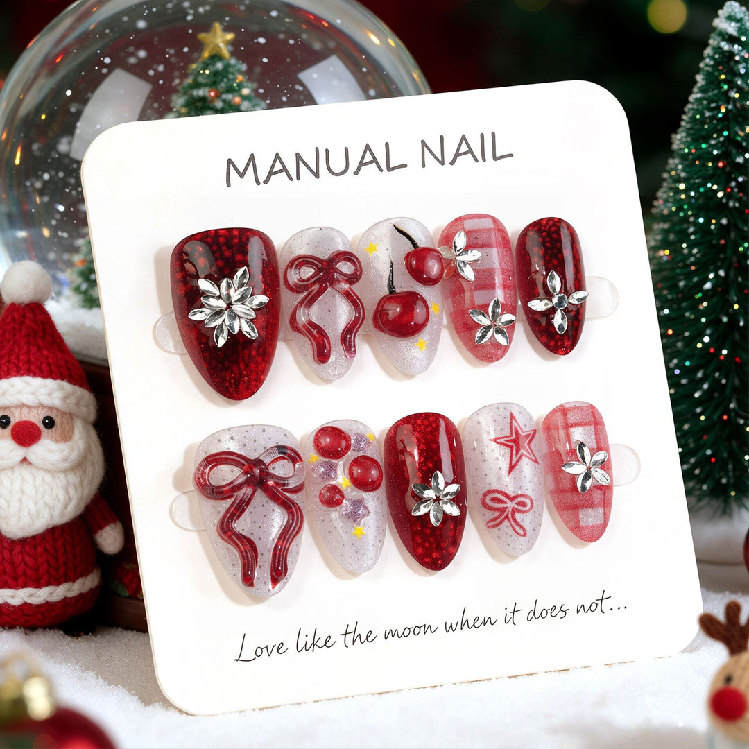 Artistic Holiday-Themed Press-On Nail Set