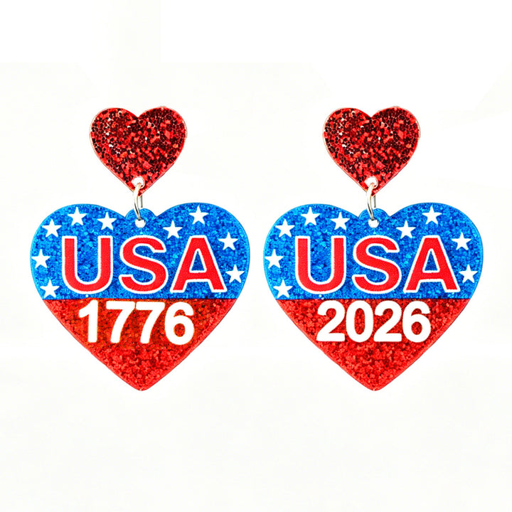 Ladies nan glittering bow earrings with stud closure and star stripe motif Kalsten