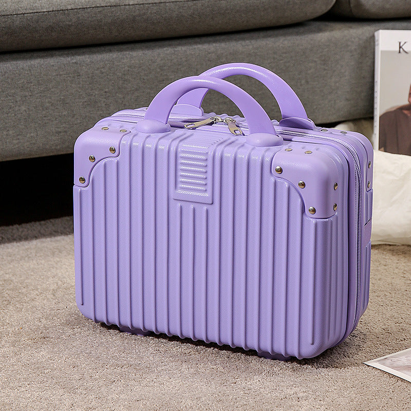 compact hard-shell travel vanity cosmetic and tech organizer with ribbed shell reinforced corners removable padded insert Kalsten