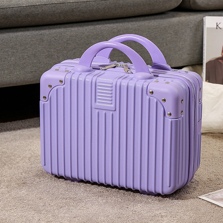 compact hard-shell travel vanity cosmetic and tech organizer with ribbed shell reinforced corners removable padded insert Kalsten