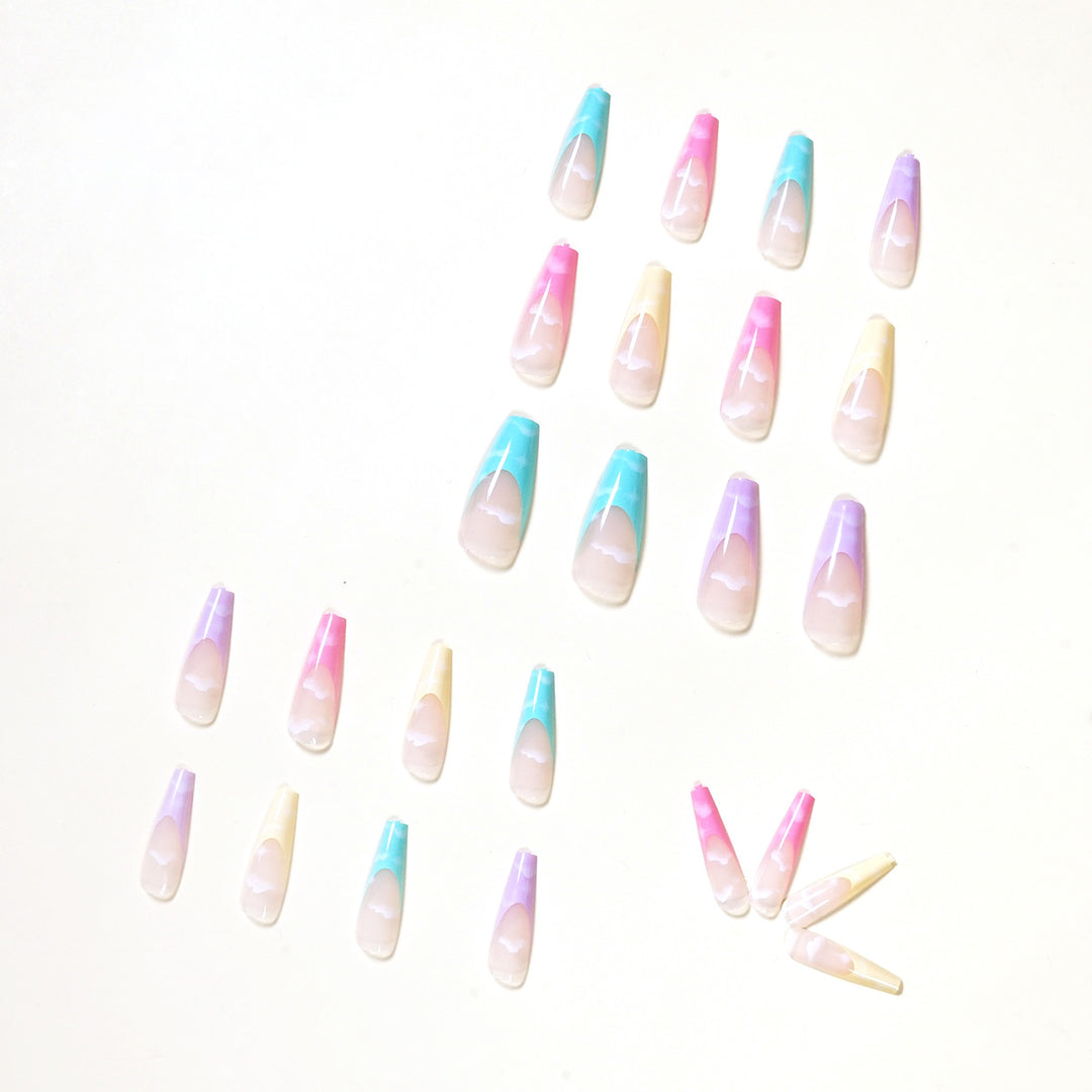Artistic Acrylic Nails with Cloud Design Kalsten