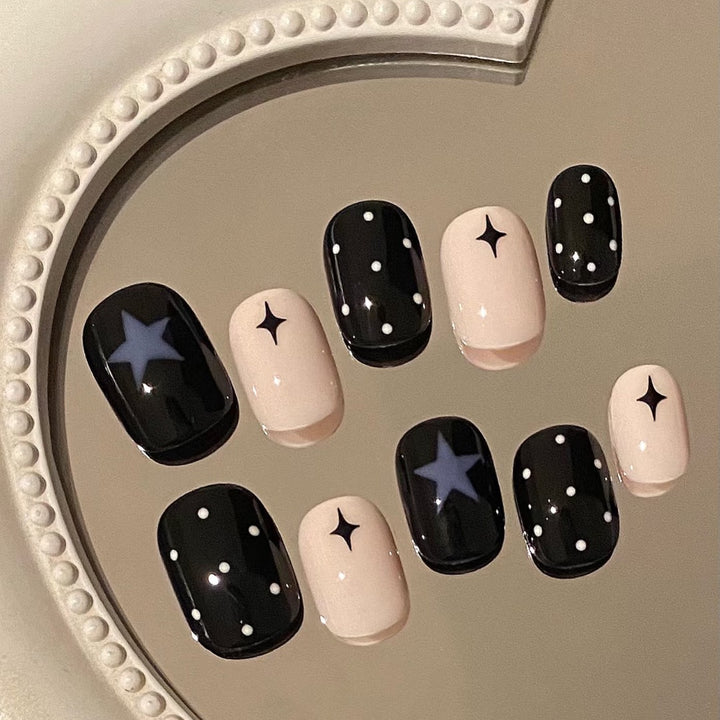 Artistic Star and Dot Press-On Nails