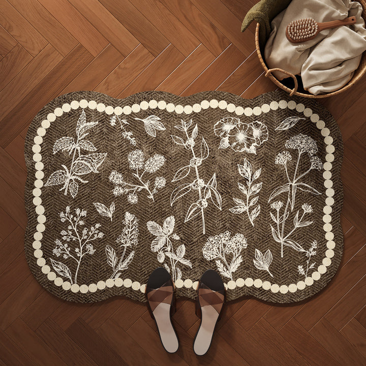 Decorative Botanical Pattern Bath Mat Kalsten
