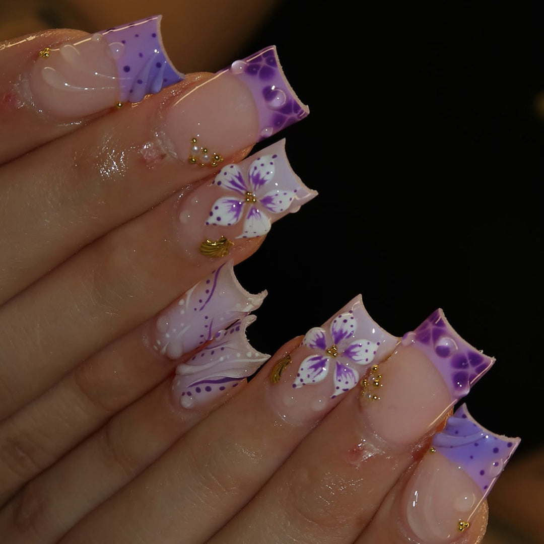 Premium Artistic Floral Press-On Nail Collection