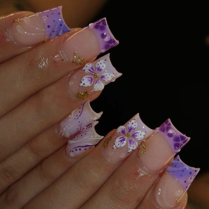 Premium Artistic Floral Press-On Nail Collection