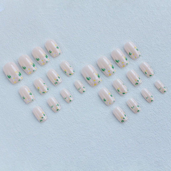 Floral Accent Acrylic Nail Art