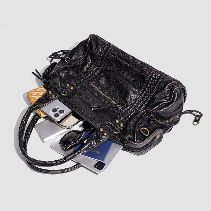 Distressed Leather Satchel Bag Kalsten