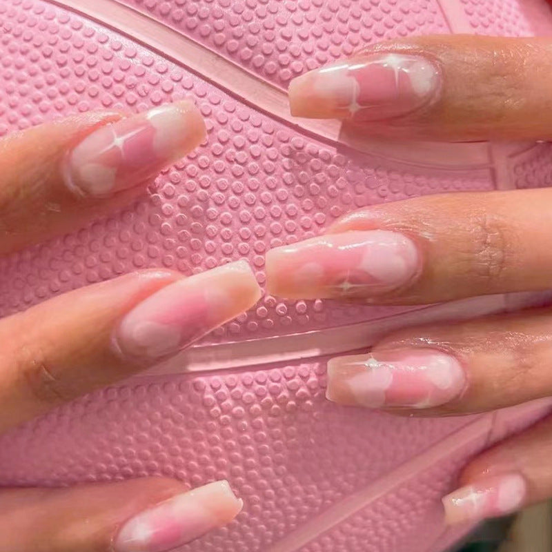 Artful Gel Nails with Elegant Floral Design and Glitter Accents Kalsten