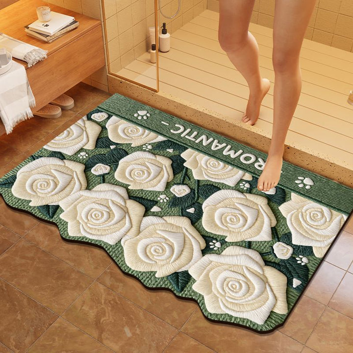 Floral Embroidered Bathroom Mat Kalsten